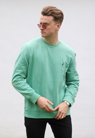 NAUTICA USA 90S MINIMALIST CYAN BLUE SWEATSHIRT