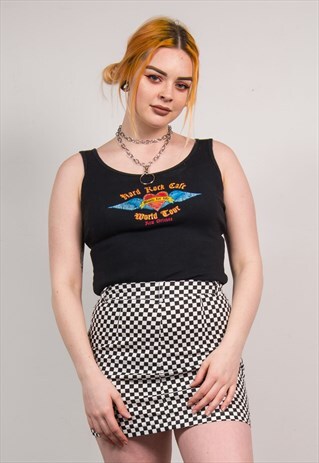 HARD ROCK CAFE Y2K BLACK GEM PRINT VEST TOP T-SHIRT