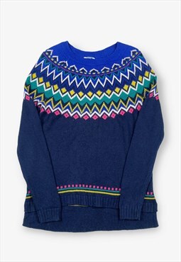 Vintage old navy thin knit patterned jumper blue xs BV15462