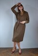 VINTAGE 70'S SHINE INDIE GOLD CASUAL GLAM PARTY MIDI DRESS