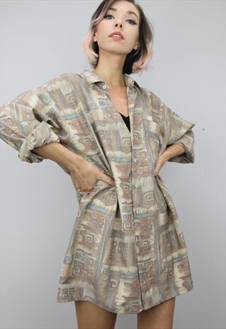 VINTAGE 80S/90S OVERSIZED PATTERNED SHIRT