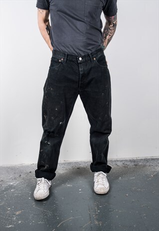 VINTAGE BLACK LEVI'S 501 PAINT JEANS