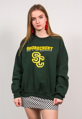 90'S GREEN SHORECREST USA COLLEGE SWEATSHIRT