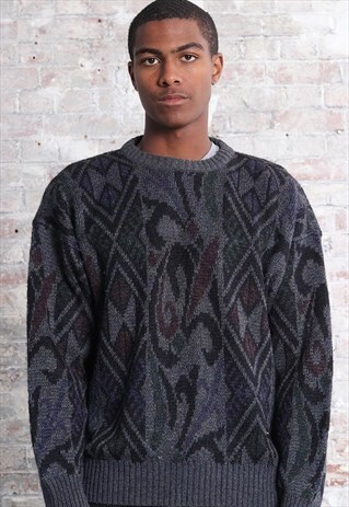 VINTAGE PAUL AND SHARK PATTERN CREWNECK SWEATSHIRT GREY