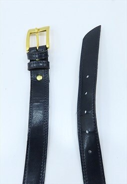 80s Vintage Navy Leather Belt (Size S-M)