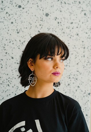 SILVER FACE EARRINGS