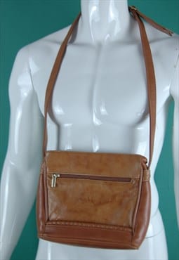 Vintage 90's leather shoulder bag indie tailored in brown 