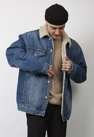 VINTAGE 80'S LEVI'S MID-WASH DENIM SHEARLING JACKET