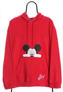 Vintage Disney Mickey Mouse Red Fleece Hoodie Mens