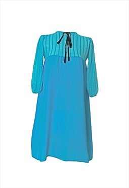 Turquoise Blue 1960s Vintage Midi Mod Dress
