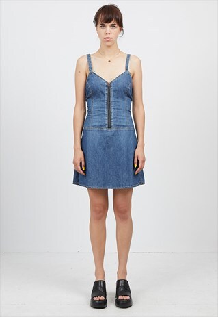 VINTAGE BLUE DIESEL SLEEVELESS DENIM MINI DRESS