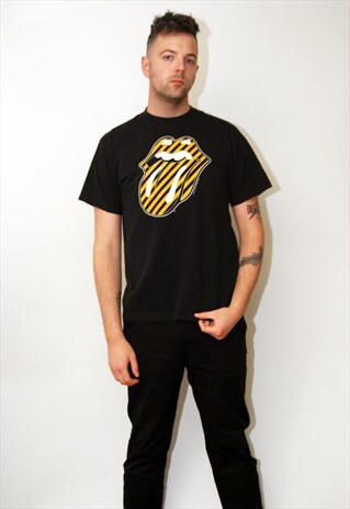 VINTAGE ROLLING STONES T-SHIRT (L) TOUR 90S CONCERT BAND TOP