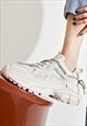 GRUNGE SNEAKERS CHUNKY SOLE TRAINERS SKATER SHOES IN WHITE 