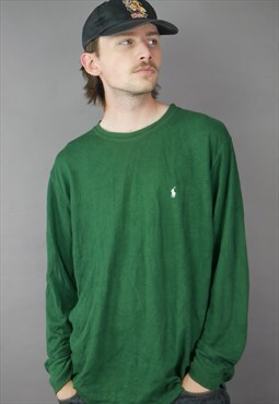 Vintage Ralph Lauren Long Sleeve T Shirt in Green with Logo