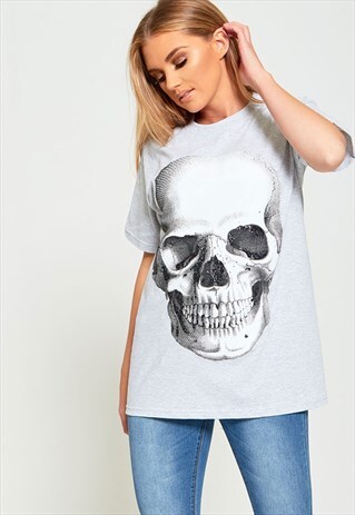 GLITTER SKULL OVER SIZED T-SHIRT
