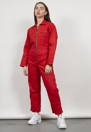 VINTAGE 70'S RED UTILITY BOILERSUIT
