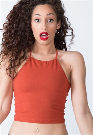 EKA RACER CROP TOP IN BURNT ORANGE
