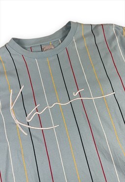 Karl kani Vintage Y2K Baby blue T-shirt Pin stripe detail