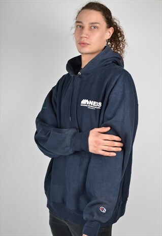 VINTAGE CHAMPION WORKWEAR HOODIE NAVY BLUE