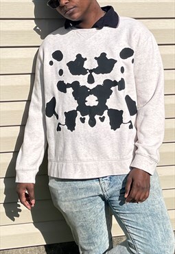 Handprinted Rorshach Ink Blot Ivory sweatshirt 