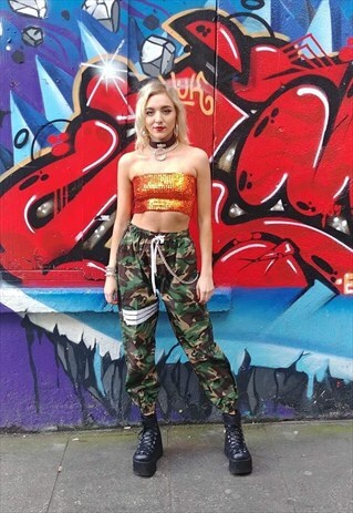 SEQUIN ORANGE BOOB TOP