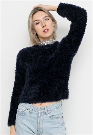 DARK BLUE FLUFFY JUMPER