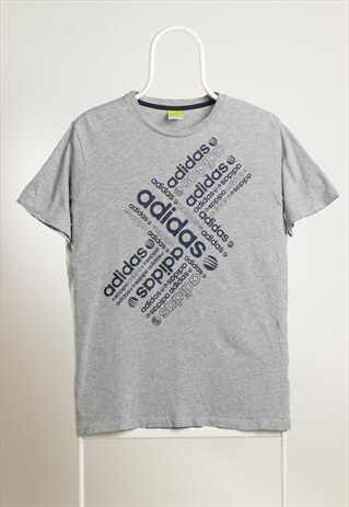 VINTAGE ADIDAS CREWNECK PRINT T-SHIRT GREY