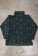 Vintage 90s Abstract Fleece Turquoise Patterned