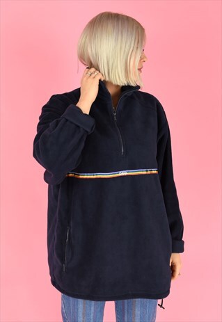 G&G UNISEX NAVY 1/4 ZIP RAINBOW RIBBON FLEECE