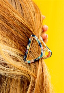 Blue Tortoise Shell Triangle Outline Claw Hair Clip