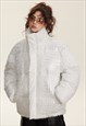 Snake skin bomber luminous puffer metallic jacket in python