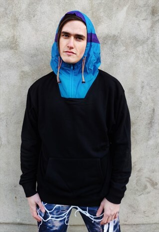 STITCHED REWORDED Y2K HIGH NECK 90S SKIING LOOK BEAM HOODIE