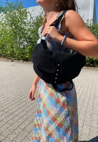 BLACK SUEDE SHOULDER BAG MELODY