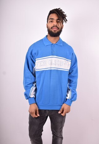 MENS VINTAGE SWEATSHIRT JUMPER MEDIUM BLUE 90'S