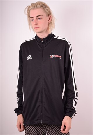 ADIDAS MENS VINTAGE TRACKSUIT TOP JACKET XL BLACK 90S