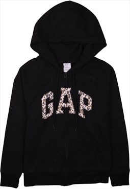 Vintage 90's Gap Hoodie Spellout Full Zip Up Black Medium
