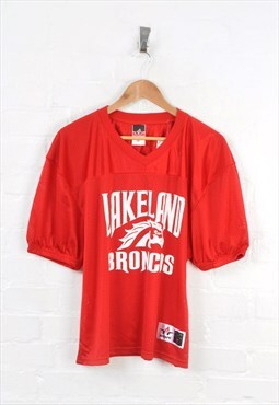 Vintage American Football Lakeland Broncos Jersey Red Small