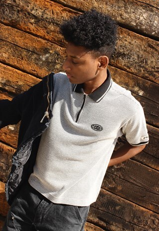 VINTAGE LOTTO BLACK AND WHITE POLO SHIRT