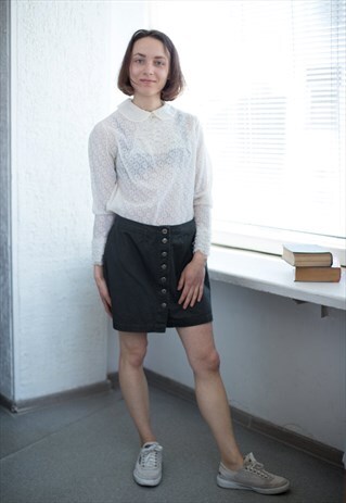 VINTAGE 80'S MINI COTTON BUTTONS UP SKIRT