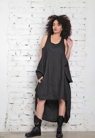 SUMMER LINEN DRAPPED DRESS