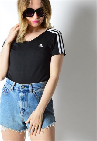 2006 BLACK MINIMALIST ADIDAS V-NECK SPORTS TOP