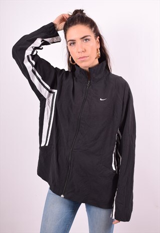 NIKE WOMENS VINTAGE TRACKSUIT TOP JACKET XL BLACK 90'S
