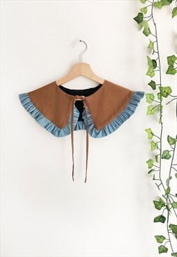 Oversized Detachable Collar- Brown/Denim