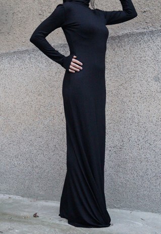 EVENING DRESS LONG SLEEVE MAXI DRESS TURTLE NECK F1532