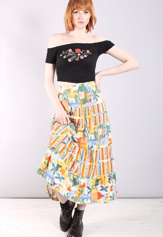 VINTAGE 90S PATCHWORK PATTERNED GYPSY MAXI SKIRT