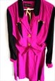 VINTAGE 90S MATCHING SET SKIRTS BLOUSE BLAZER MIDI FUCHSIA 