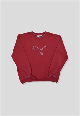 Vintage 90s Puma Embroidered Logo Sweatshirt in Red