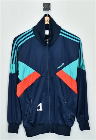 VINTAGE ADIDAS TRACKSUIT TOP BLUE SMALL