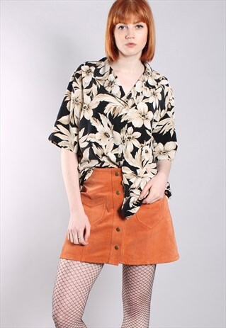 VINTAGE 80S FLORAL HAWAIIAN PATTERNED OVERSIZE SHIRT