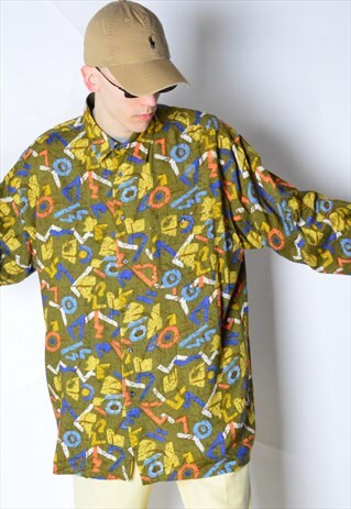 VINTAGE 80S COLOURFUL LONG SLEEVE SHIRT